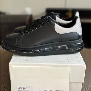 Alexander McQueen Chunky Mens Sneakers Black and Silver with Translucent Soles